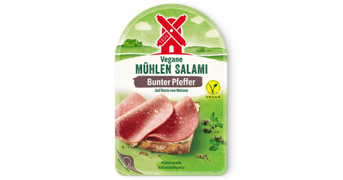 Vegane Rügenwalder Salami | Pfeffer Bunter Mühle Mühlen