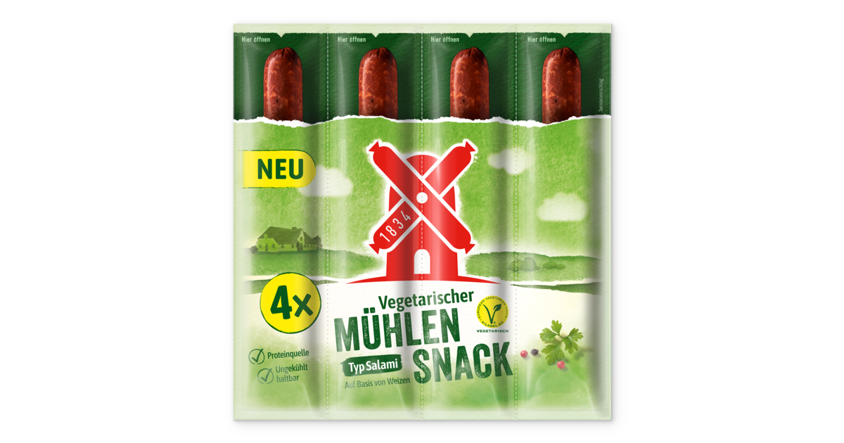 Vegetarischer Mühlen Salami | Mühle Snack Rügenwalder