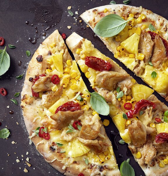 rezept pizza hawaii mit veganem geschnetzeltem