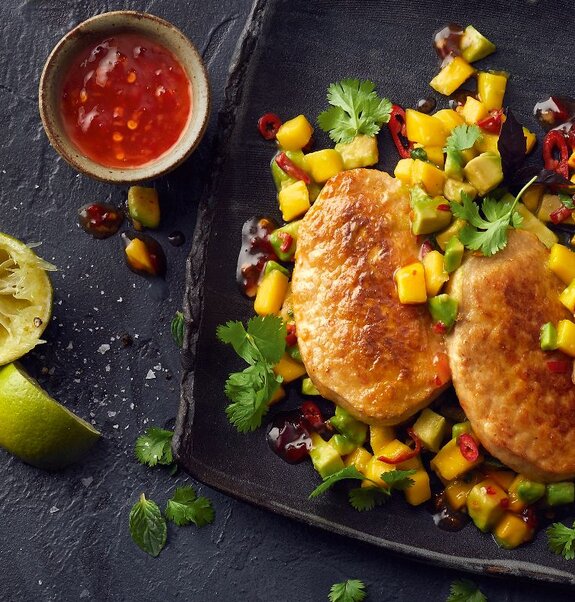 Mangosalat mit Veganen Filets - Rezept von der Rügenwalder Mühle