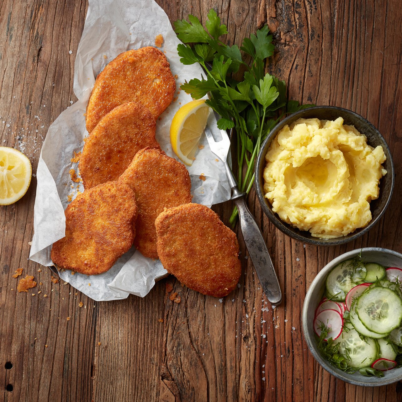 Vegane Schnitzel mit Kartoffelpüree | Rügenwalder Mühle