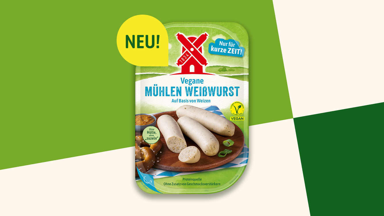 Pressebild vegane Mühlen Weißwurst - Neu & nur für kurze Zeit